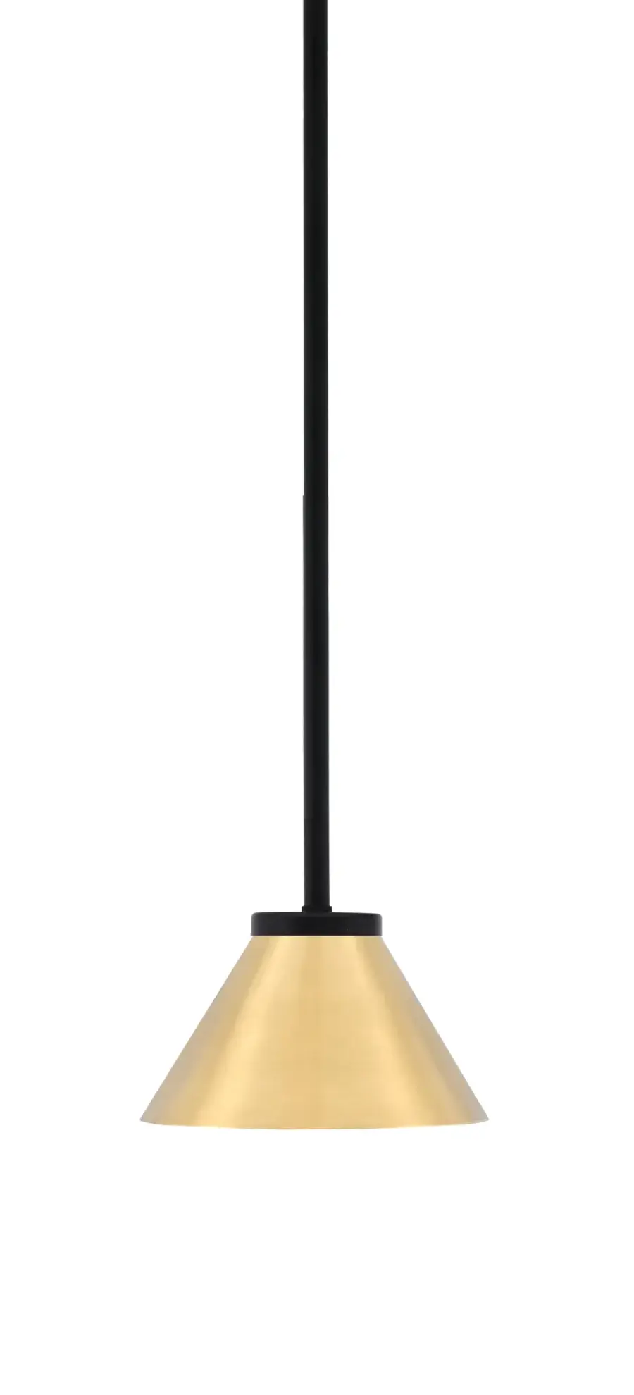 Sandia 1 Light Mini Pendant in Matte Black with New Age Brass Shade - Image 1