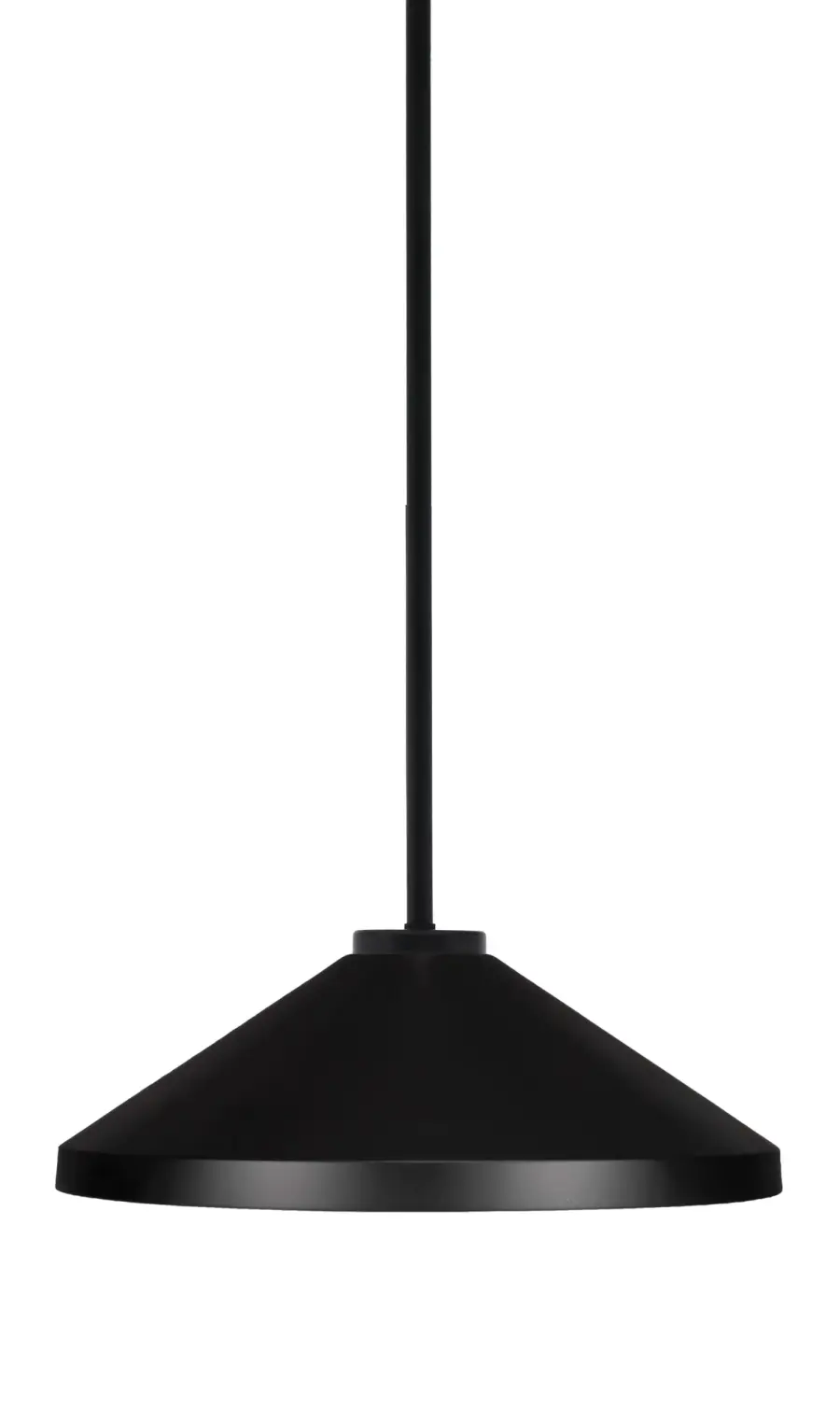 Sandia 1 Light Stem Pendant in Matte Black with 14" Cone Shade - Image 1