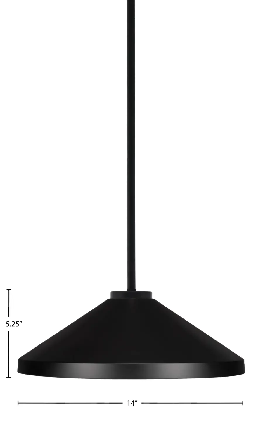 Sandia 1 Light Stem Pendant in Matte Black with 14" Cone Shade - Image 2