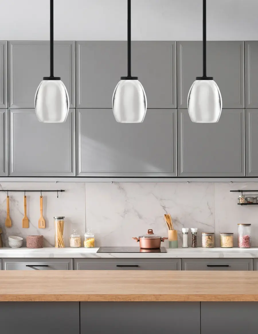Sandia 1 Light Mini Pendant in Matte Black with Chrome Shade - Image 3