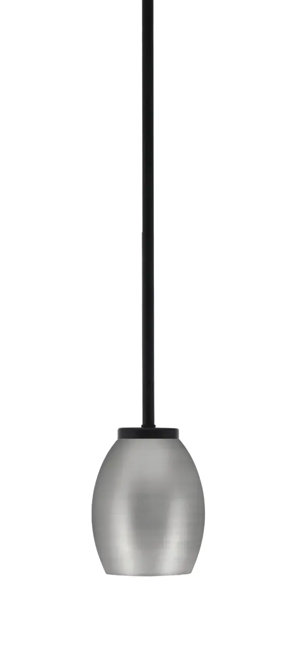 Sandia 1 Light Stem Mini Pendant in Matte Black with Graphite Oval Shade - Image 1