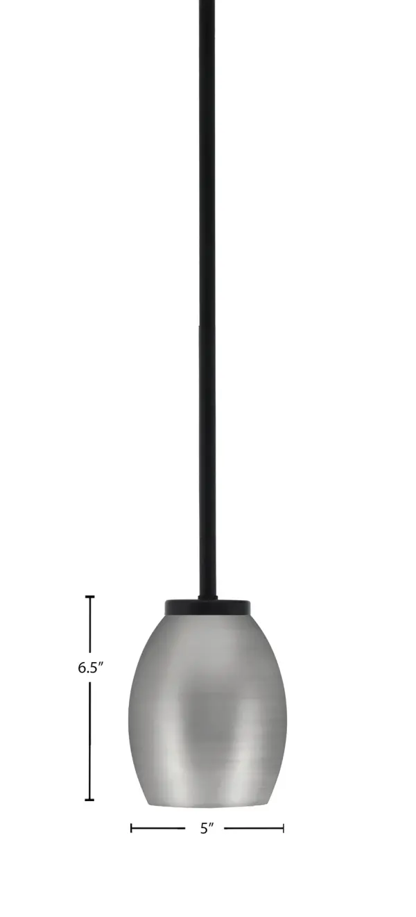 Sandia 1 Light Stem Mini Pendant in Matte Black with Graphite Oval Shade - Image 2