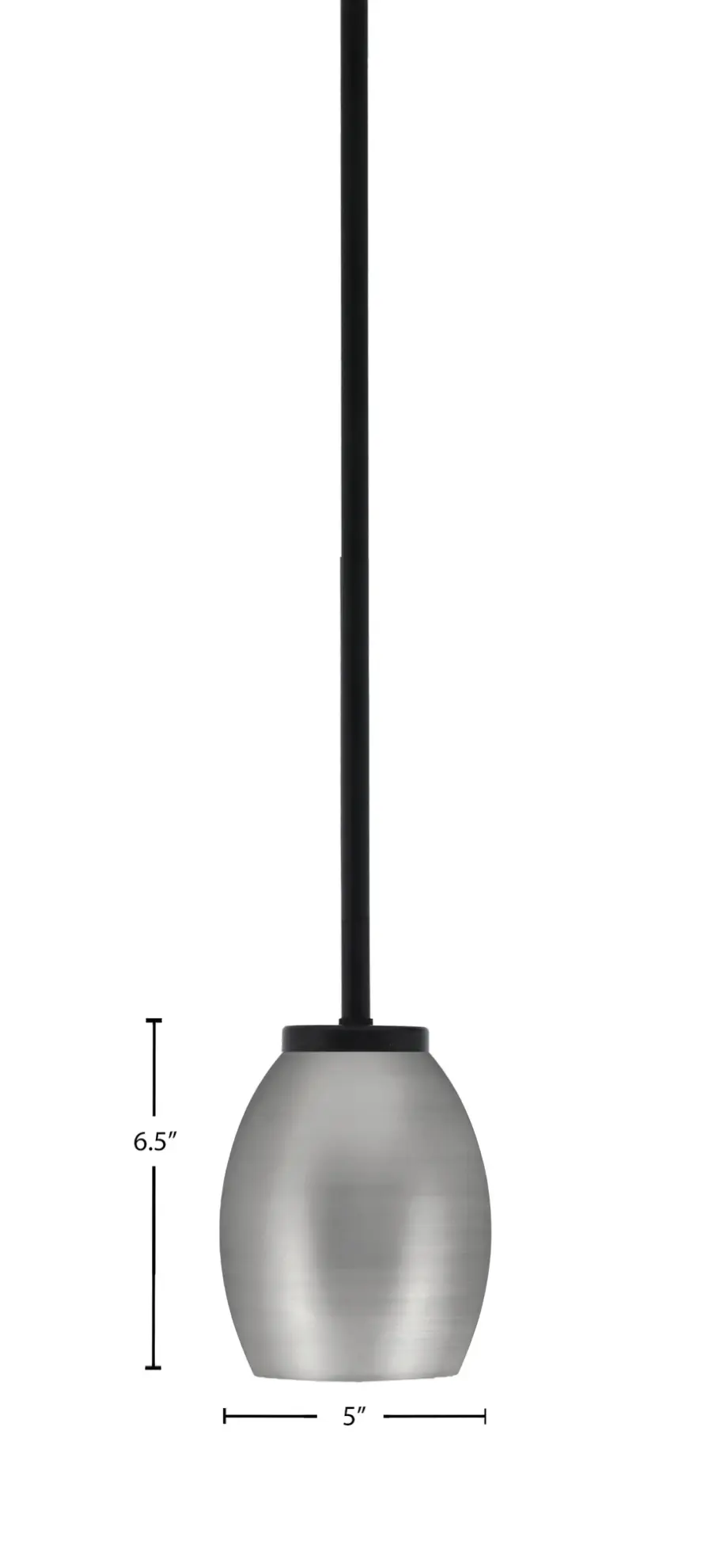 Sandia 1 Light Stem Mini Pendant in Matte Black with Graphite Oval Shade - Image 2