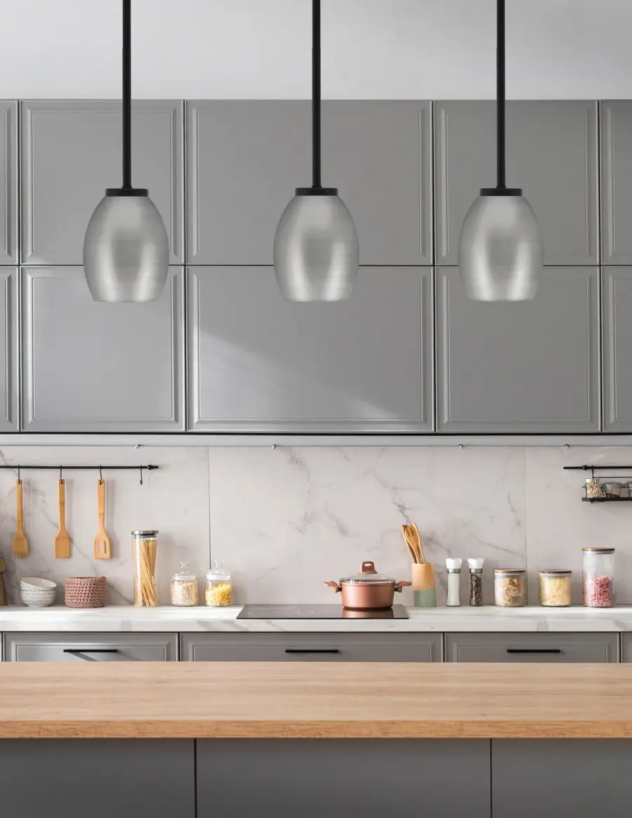 Sandia 1 Light Stem Mini Pendant in Matte Black with Graphite Oval Shade - Image 3
