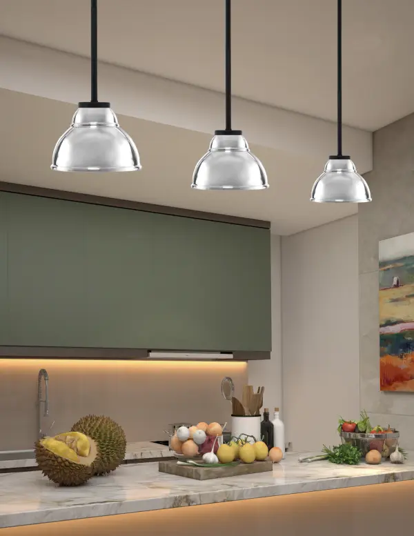 Sandia 1-Light Mini Pendant with Chrome Double Bubble Shade - Image 3