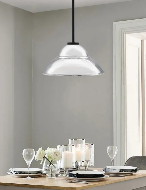 Sandia 1 Light Stem Pendant with Chrome Double Bubble Shade - Image 3