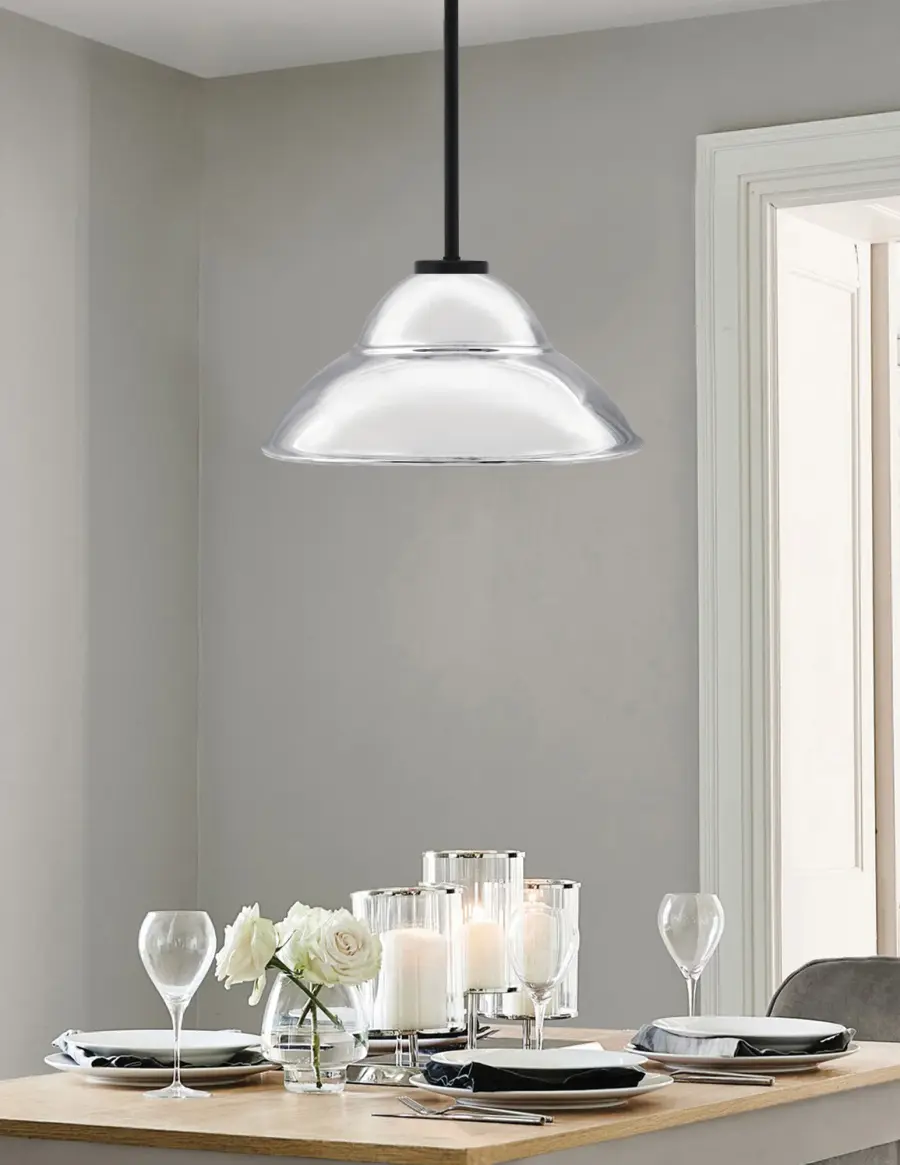 Sandia 1 Light Stem Pendant with Chrome Double Bubble Shade - Image 3