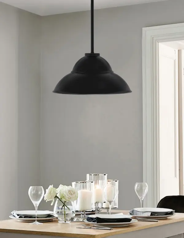 Sandia 1 Light Stem Pendant in Matte Black with Double Bubble Shade - Image 3