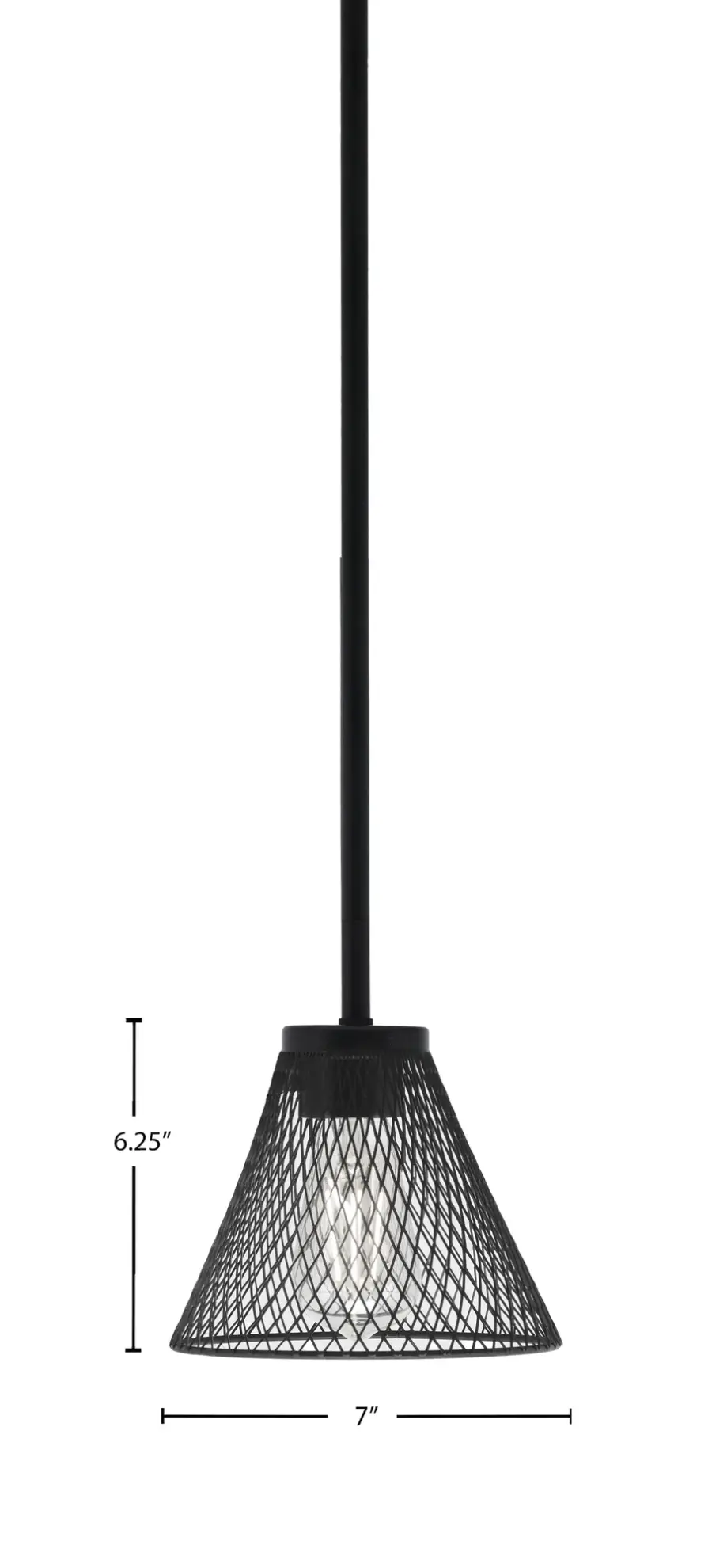 Sandia 1 Light Stem Mini Pendant in Matte Black with Mesh Shade - Image 2