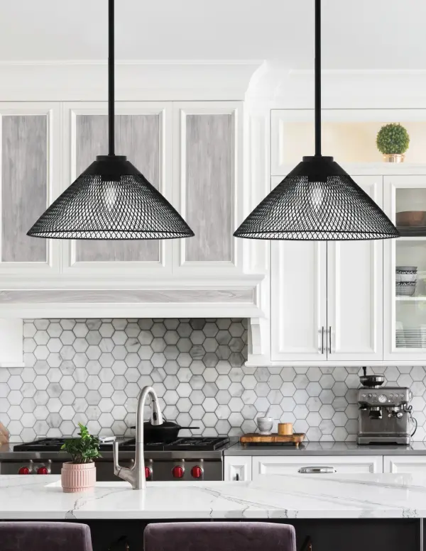 Sandia 1 Light Stem Pendant with Mesh Cone Shade - Image 3