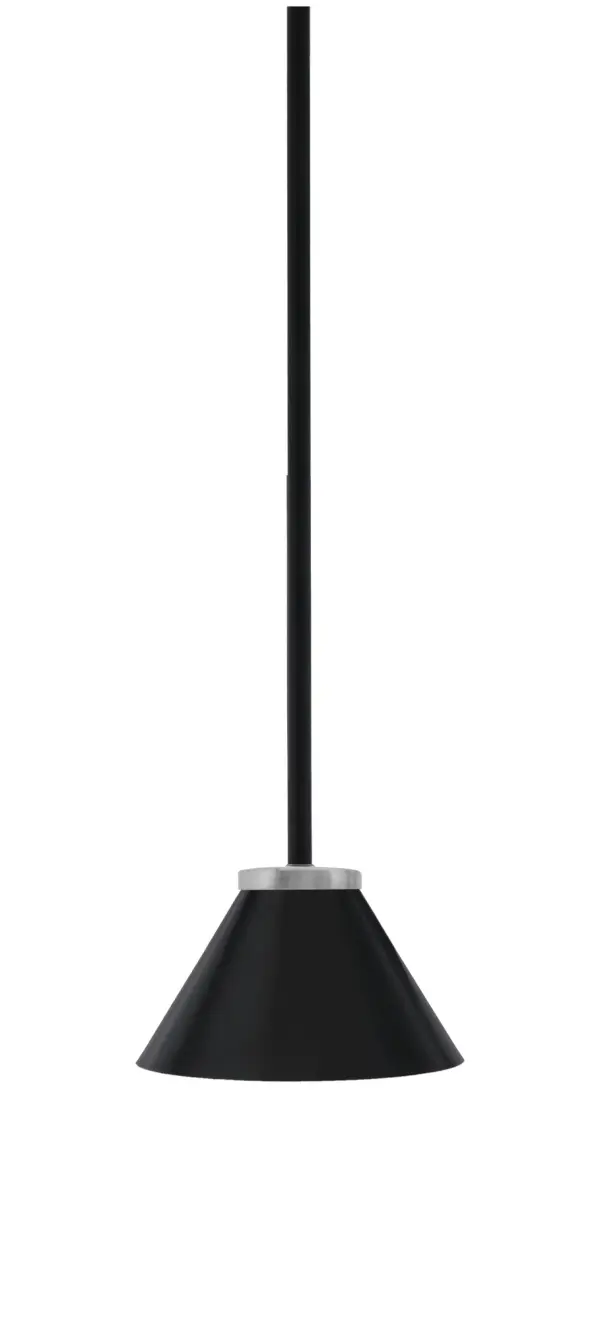 The Sandia mini pendant combines industrial style with modern elegance through its matte black and graphite finish. At 7 inches wide, it's perfectly sized for kitchen islands, dining areas, or as accent lighting in smaller spaces.