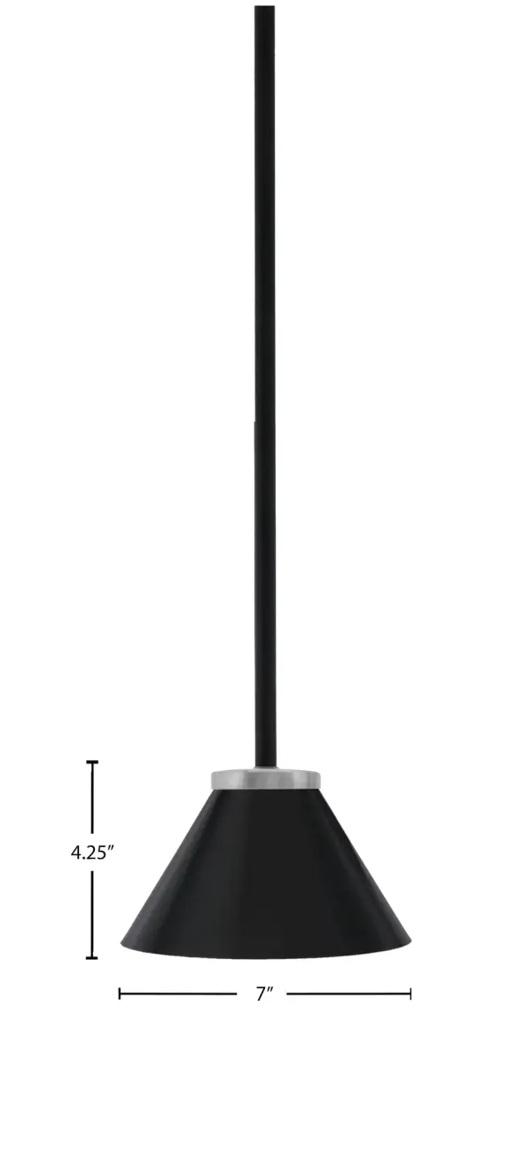 The Sandia mini pendant combines industrial style with modern elegance through its matte black and graphite finish. At 7 inches wide, it's perfectly sized for kitchen islands, dining areas, or as accent lighting in smaller spaces. - alternate view