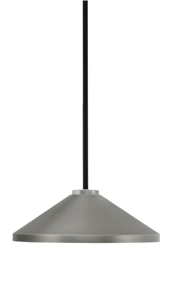 Sandia 1 Light Stem Pendant in Matte Black & Graphite with 14" Cone Shade - Image 1