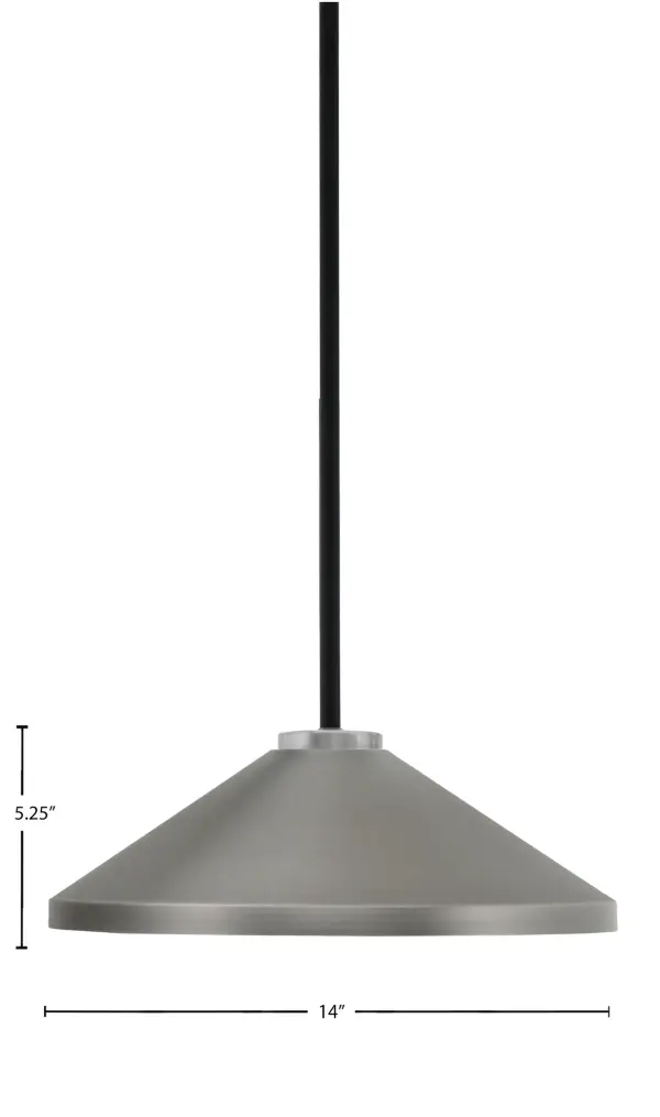 Sandia 1 Light Stem Pendant in Matte Black & Graphite with 14" Cone Shade - Image 2