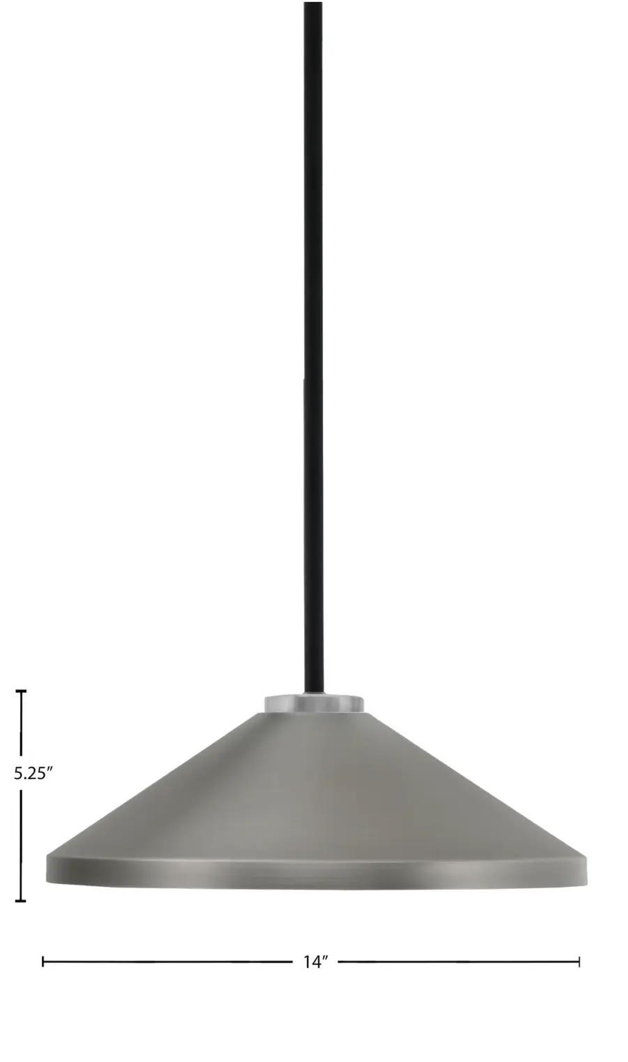 Sandia 1 Light Stem Pendant in Matte Black & Graphite with 14" Cone Shade - Image 2