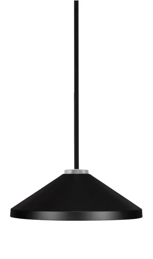 Sandia 1 Light Stem Pendant with Matte Black Cone Shade - Image 1