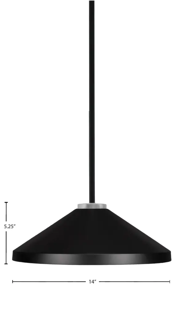 Sandia 1 Light Stem Pendant with Matte Black Cone Shade - Image 2