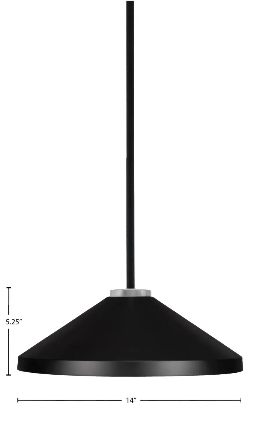 Sandia 1 Light Stem Pendant with Matte Black Cone Shade - Image 2