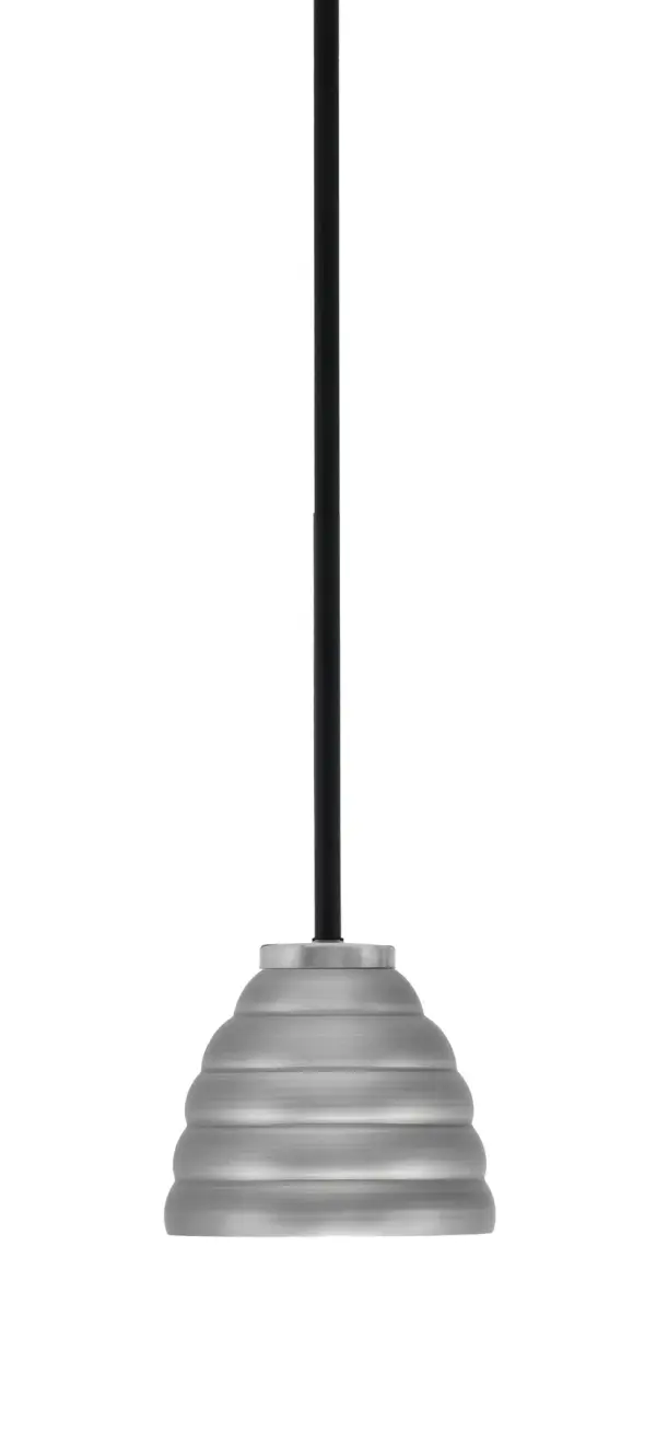 Sandia 1 Light Mini Pendant in Matte Black & Graphite with Beehive Shade - Image 1