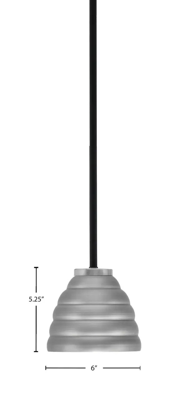 Sandia 1 Light Mini Pendant in Matte Black & Graphite with Beehive Shade - Image 2