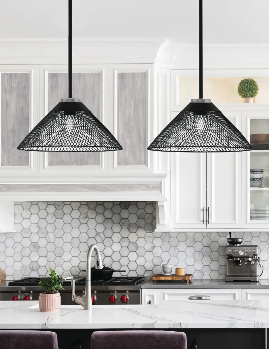 Sandia 1 Light Stem Pendant with Mesh Metal Shade - Image 3