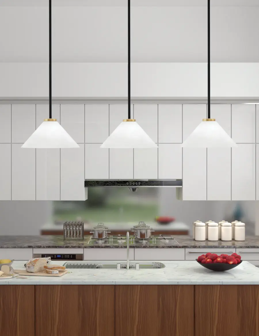 Sandia 1 Light Stem Mini Pendant with White Marble Glass - Image 3