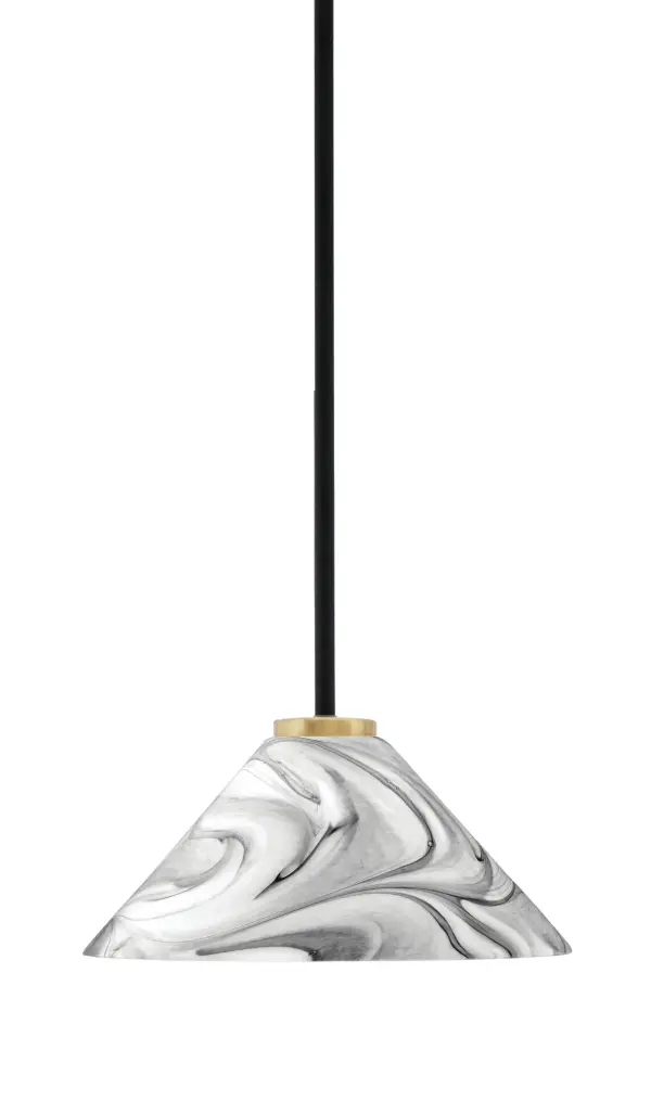 Sandia 1 Light Stem Mini Pendant with Onyx Swirl Glass - Image 1