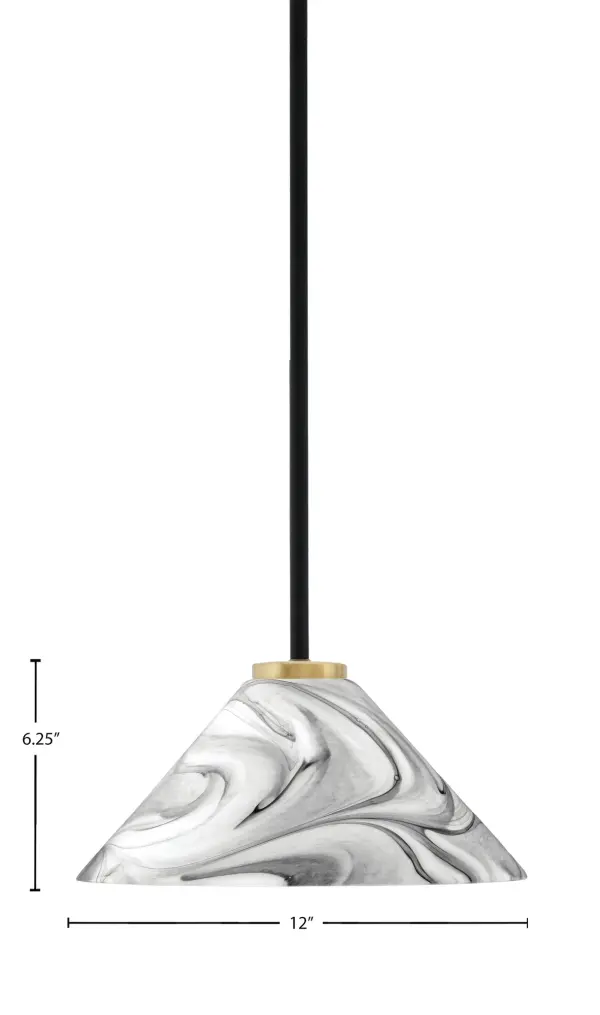 Sandia 1 Light Stem Mini Pendant with Onyx Swirl Glass - Image 2