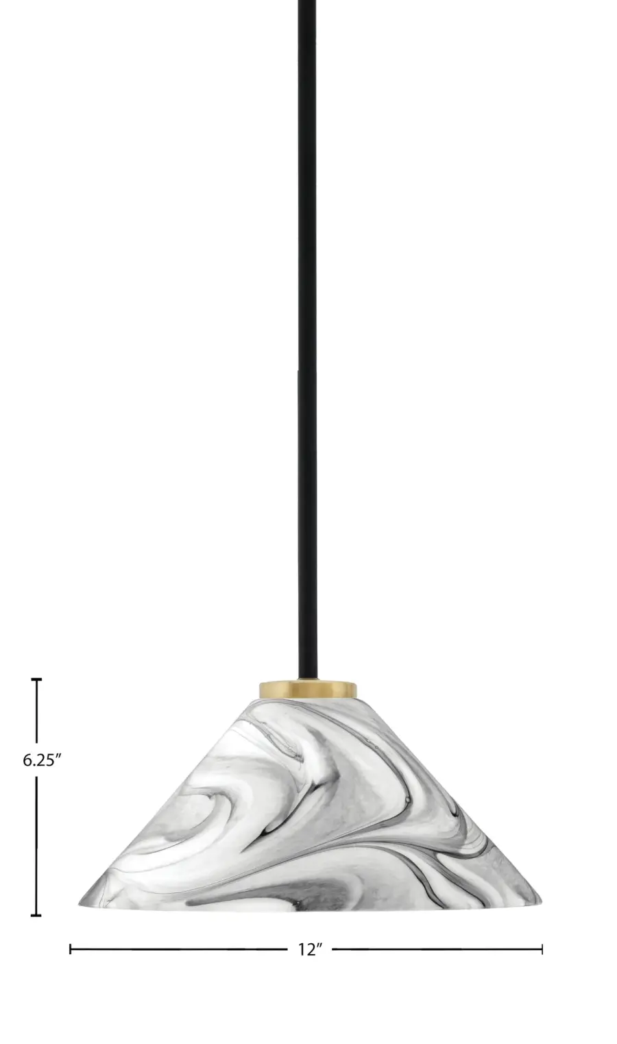 Sandia 1 Light Stem Mini Pendant with Onyx Swirl Glass - Image 2