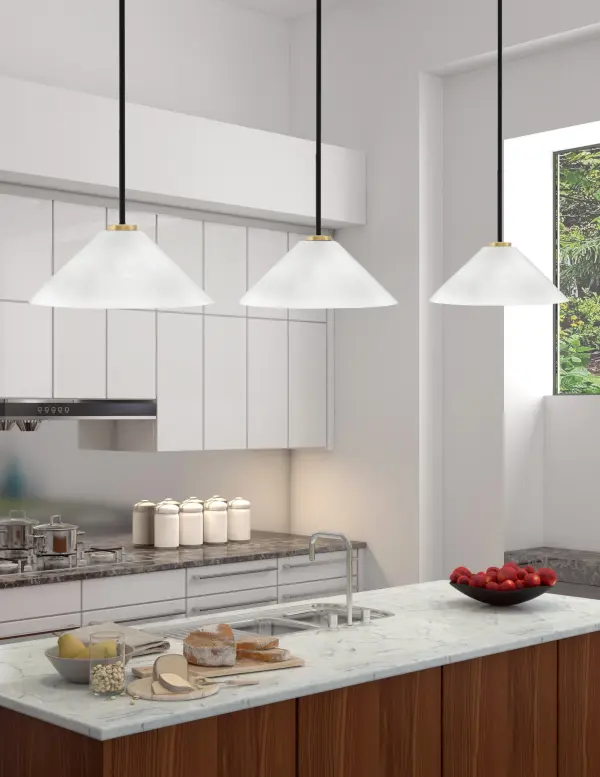 Sandia 1 Light Stem Pendant with White Marble Glass - Image 3