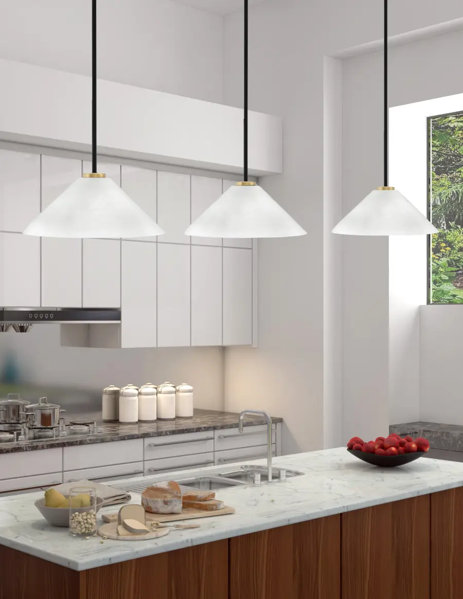Sandia 1 Light Stem Pendant with White Marble Glass - Image 3