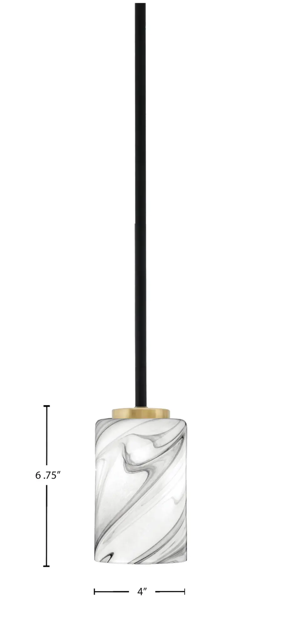 Sandia 1 Light Mini Pendant with Onyx Swirl Glass - Image 2