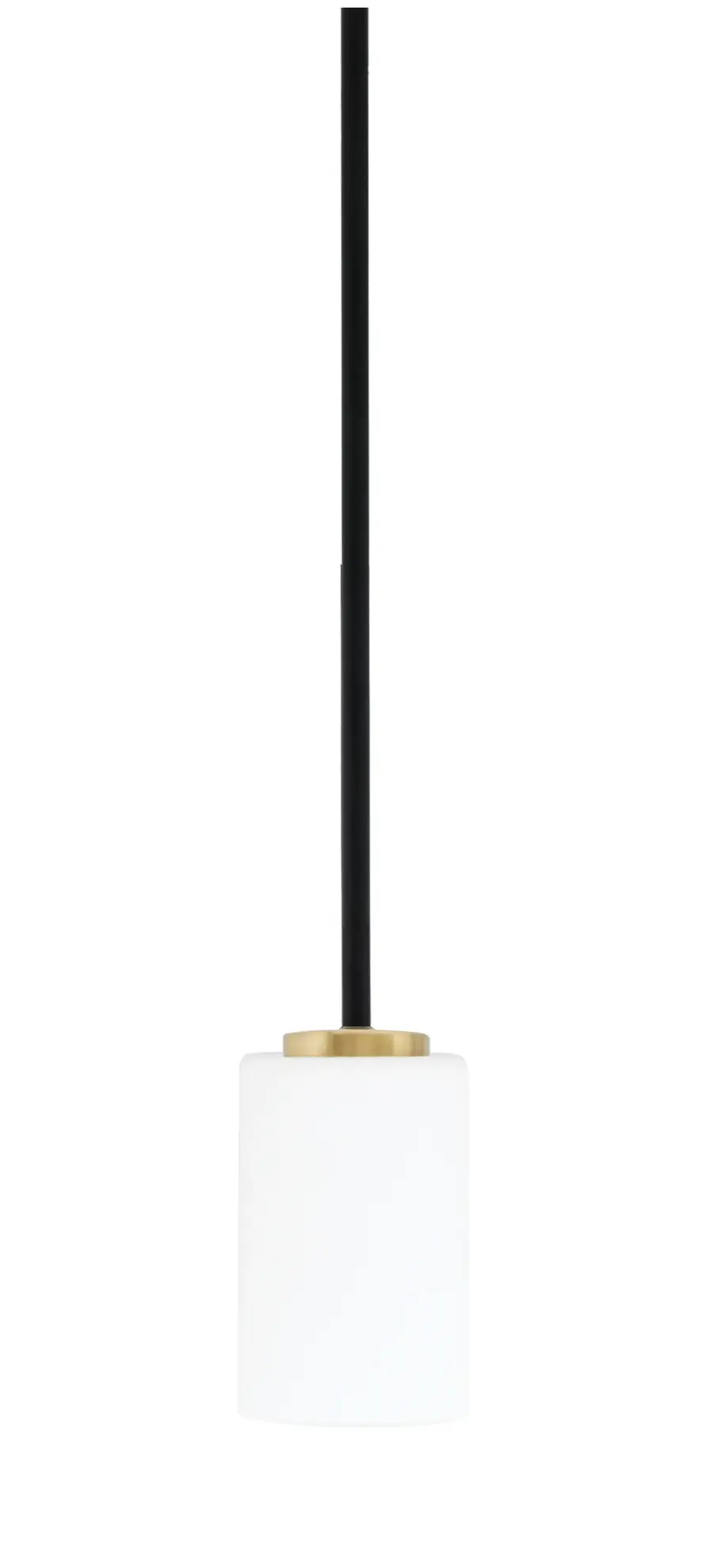 Sandia 1 Light Mini Pendant in Matte Black & New Aged Brass with White Muslin Glass - Image 1