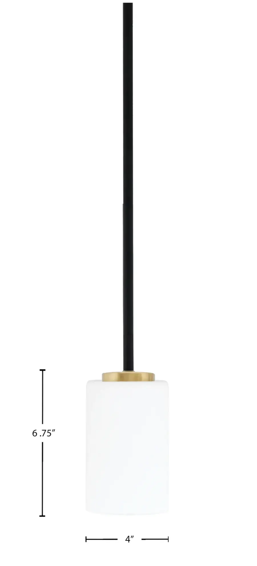 Sandia 1 Light Mini Pendant in Matte Black & New Aged Brass with White Muslin Glass - Image 2