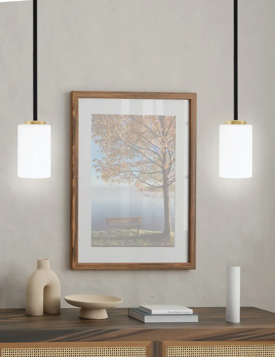 Sandia 1 Light Mini Pendant in Matte Black & New Aged Brass with White Muslin Glass - Image 3