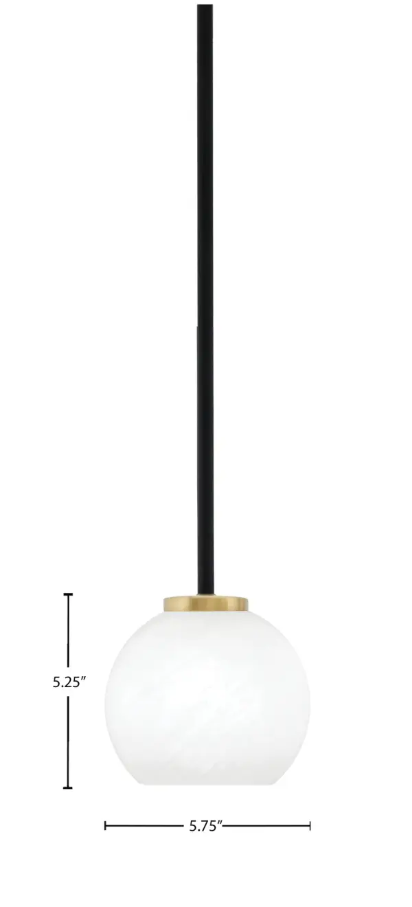 Sandia 1 Light Stem Mini Pendant with White Marble Glass - Image 2