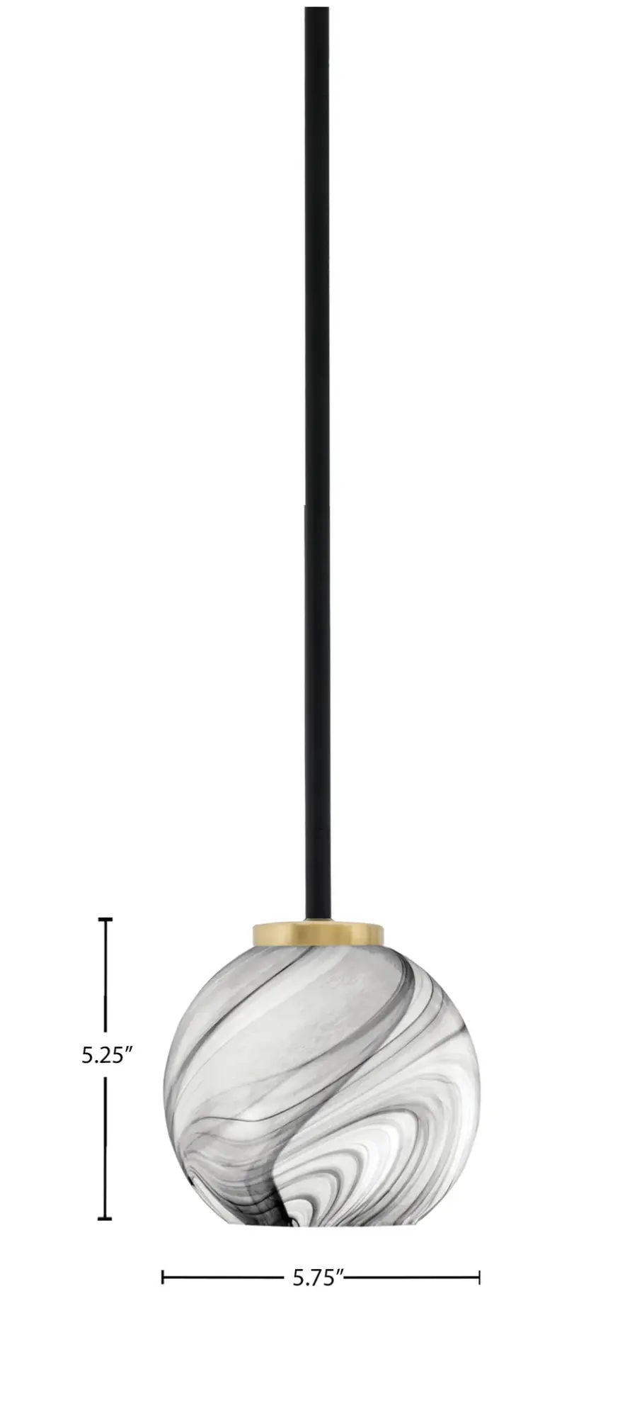 Sandia 1 Light Mini Pendant with Onyx Swirl Glass - Image 2