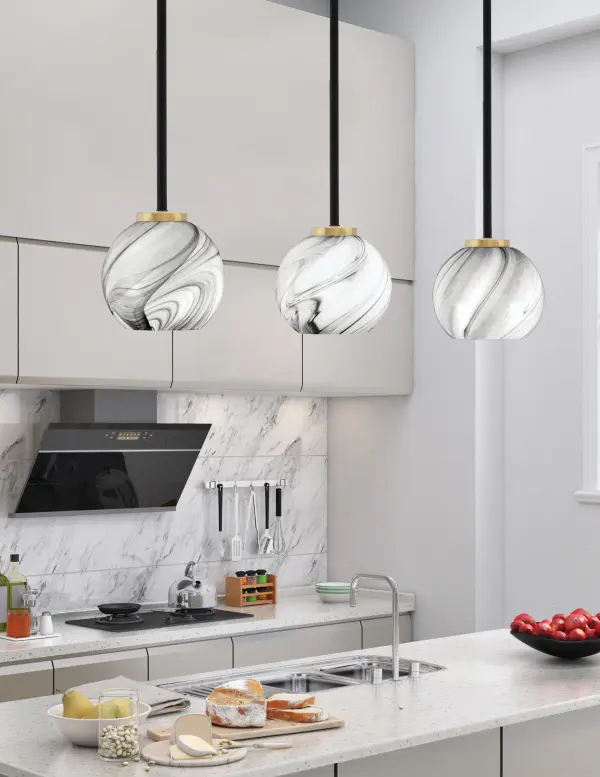 Sandia 1 Light Mini Pendant with Onyx Swirl Glass - Image 3