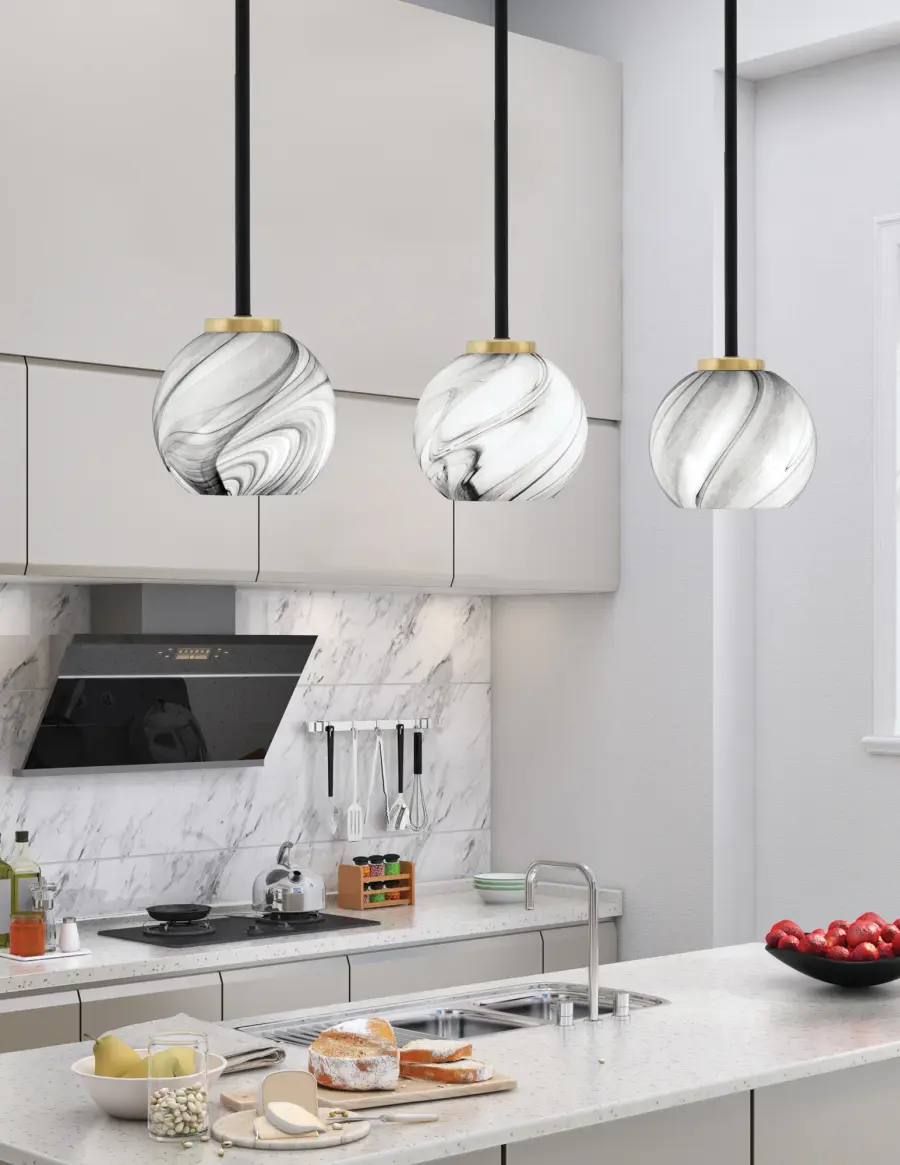 Sandia 1 Light Mini Pendant with Onyx Swirl Glass - Image 3