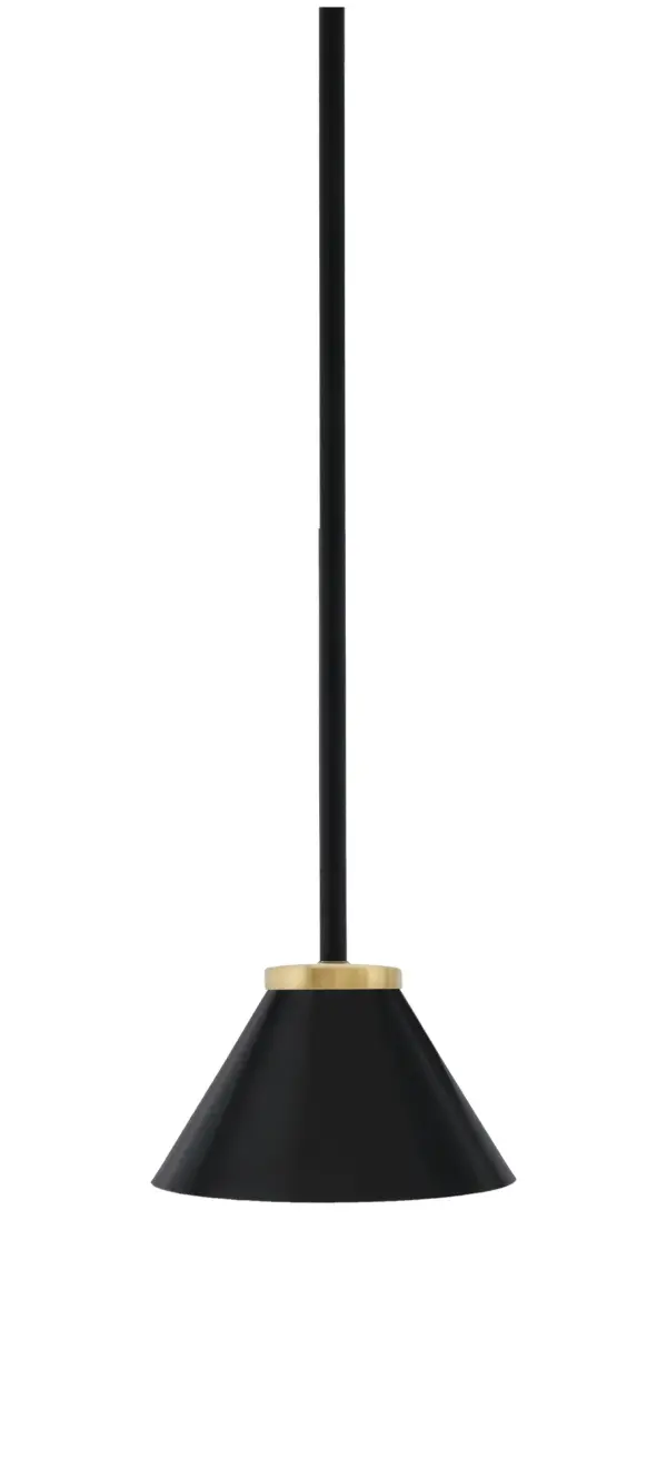Sandia 1 Light Stem Mini Pendant in Matte Black & New Aged Brass - Image 1