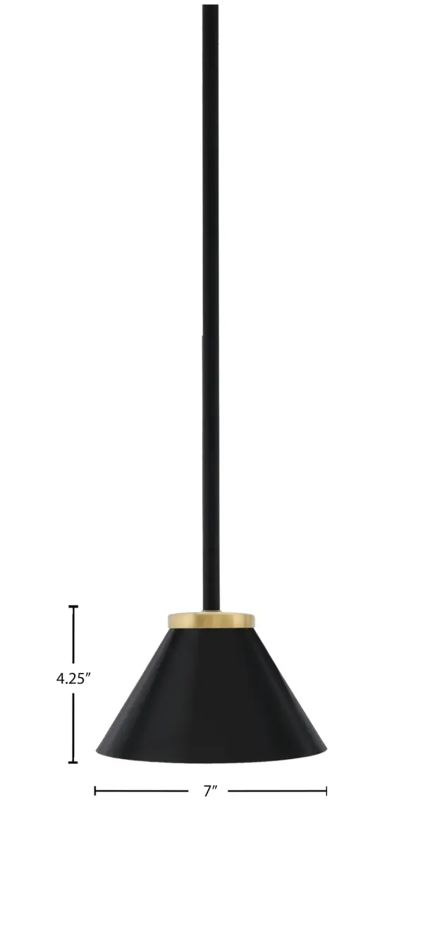 Sandia 1 Light Stem Mini Pendant in Matte Black & New Aged Brass - Image 2