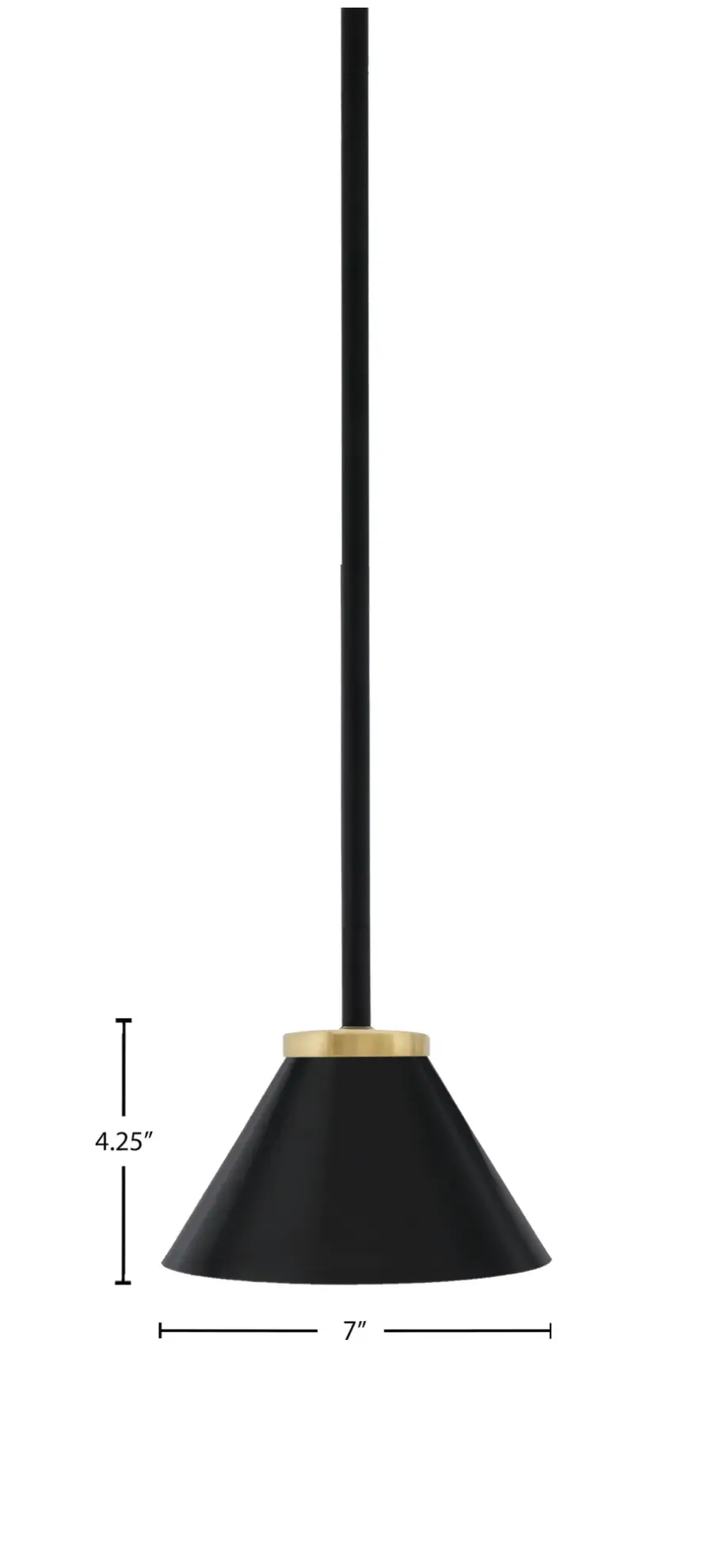 Sandia 1 Light Stem Mini Pendant in Matte Black & New Aged Brass - Image 2