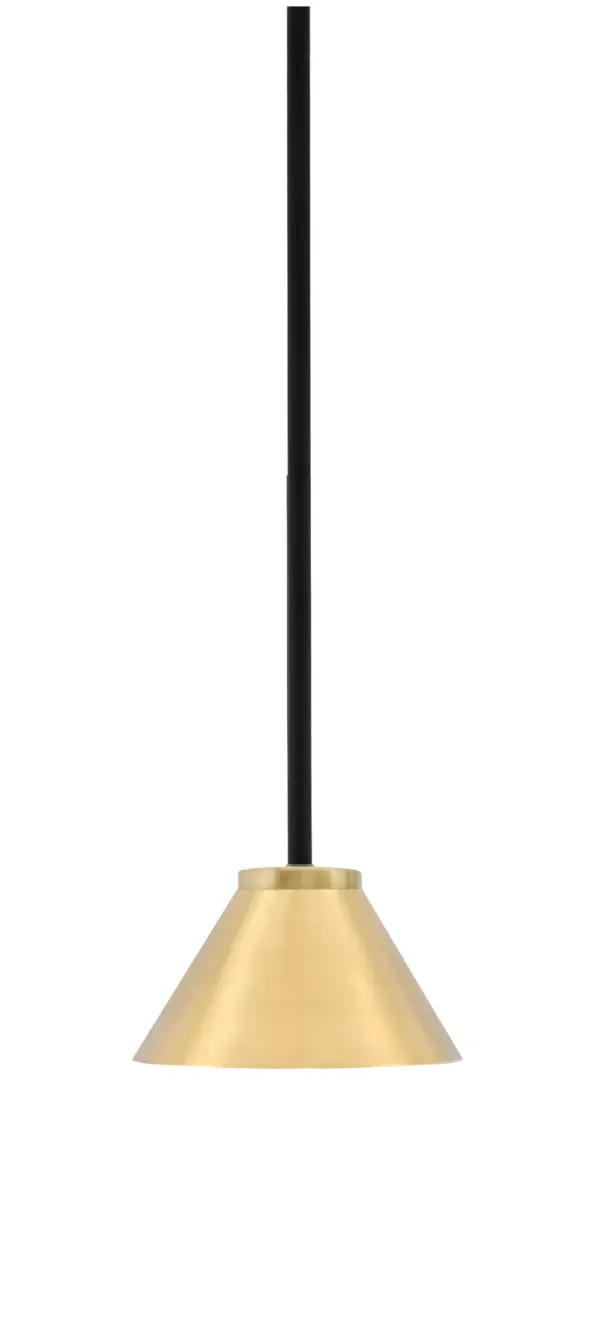 Sandia 1-Light Mini Pendant in Matte Black & New Aged Brass - Image 1
