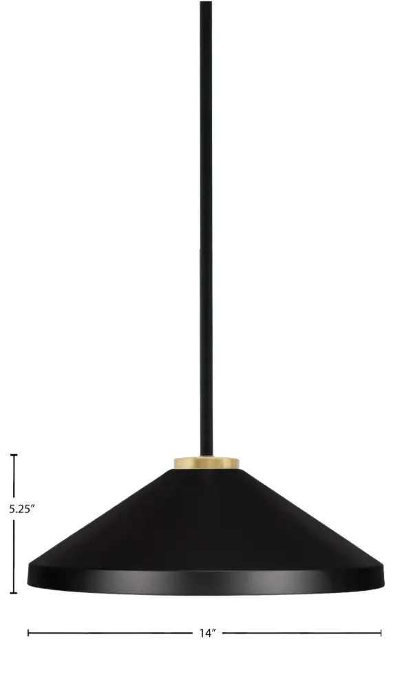 Sandia 1-Light Stem Pendant with Matte Black Cone Shade - Image 2