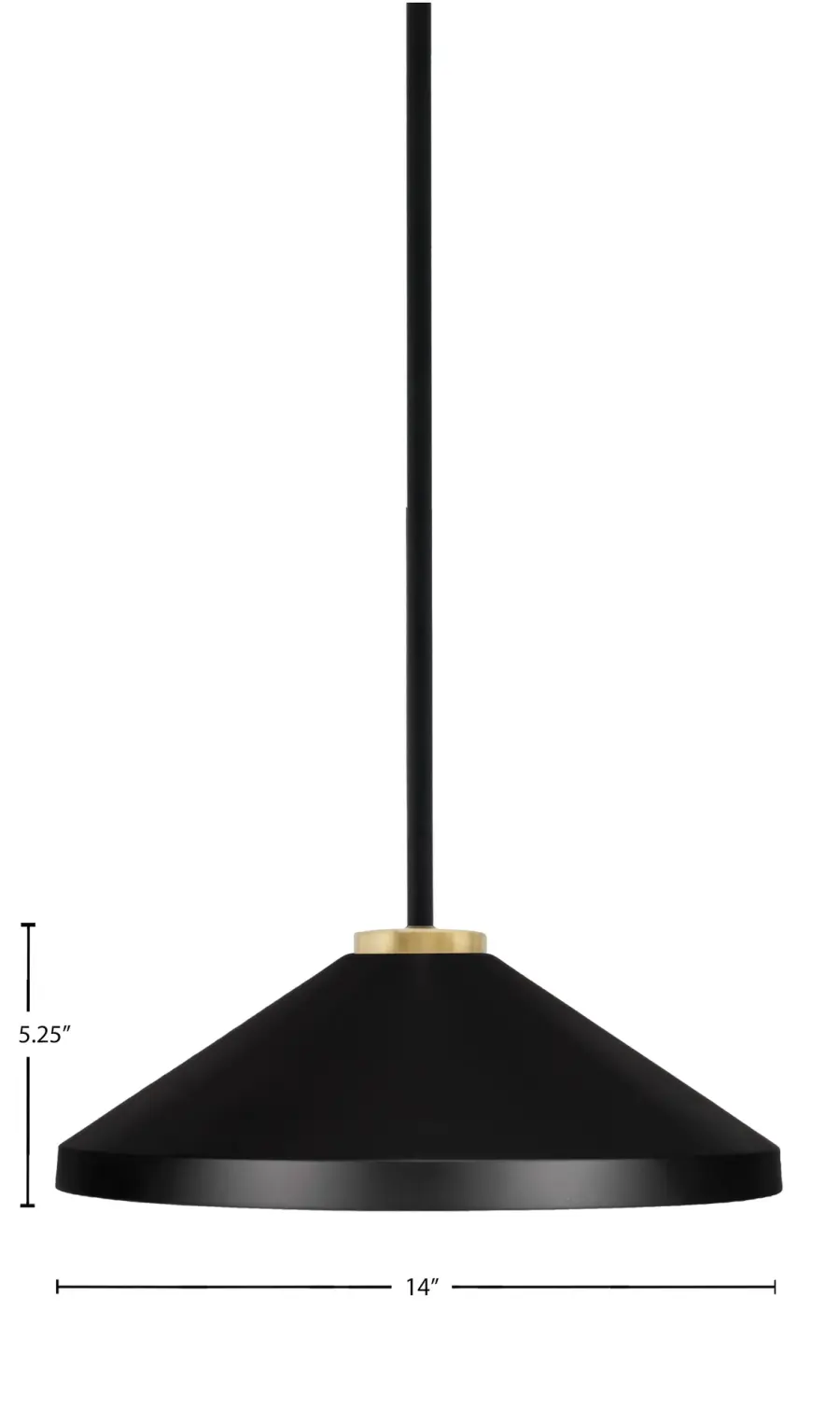 Sandia 1-Light Stem Pendant with Matte Black Cone Shade - Image 2