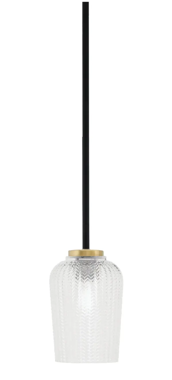 Sandia 1 Light Mini Pendant with Clear Textured Glass - Image 1