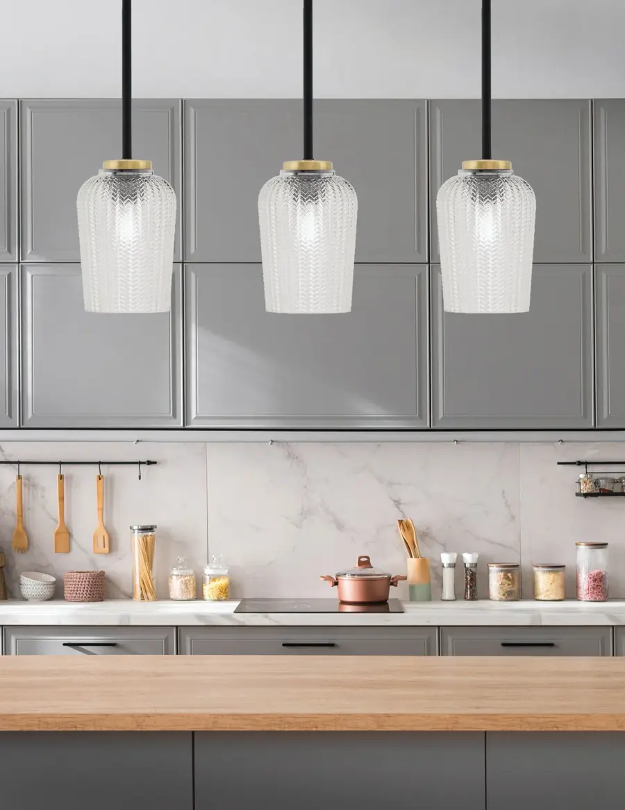 Sandia 1 Light Mini Pendant with Clear Textured Glass - Image 3