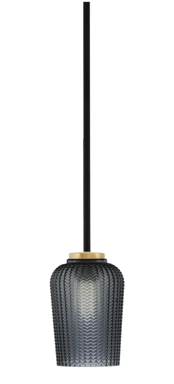 Sandia 1 Light Stem Mini Pendant with Smoke Textured Glass - Image 1