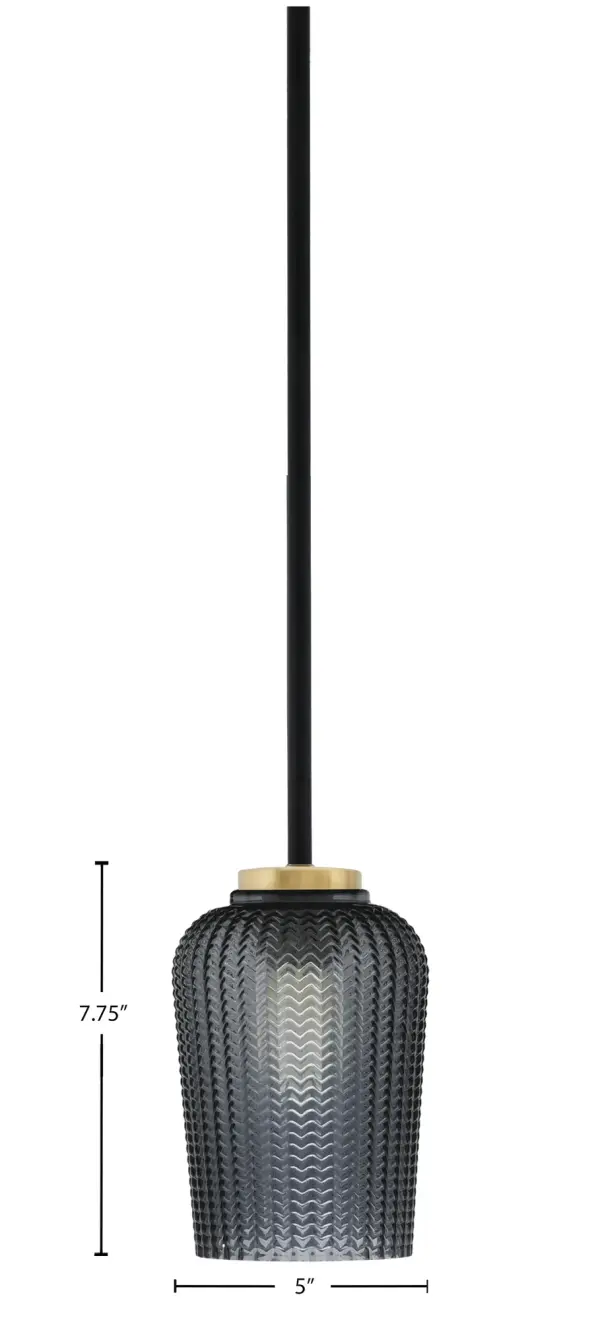 Sandia 1 Light Stem Mini Pendant with Smoke Textured Glass - Image 2