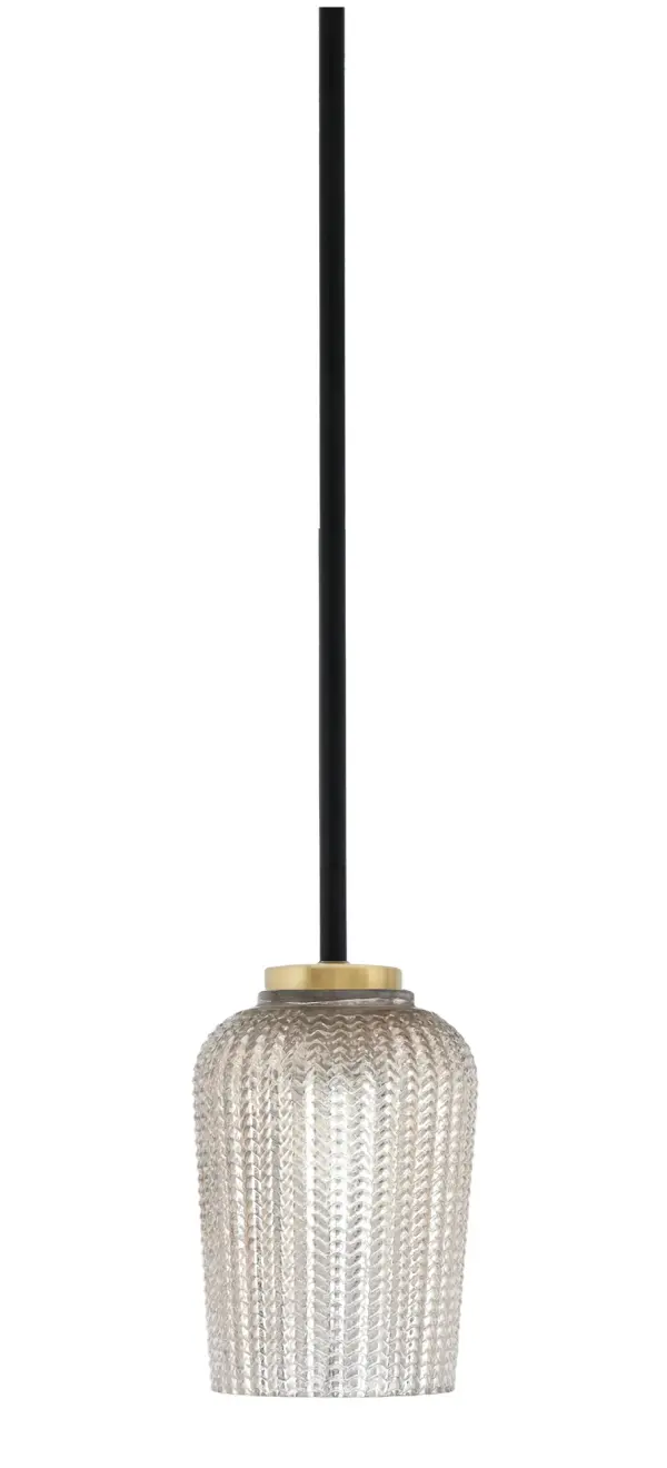 Sandia 1 Light Mini Pendant with Silver Textured Glass - Image 1